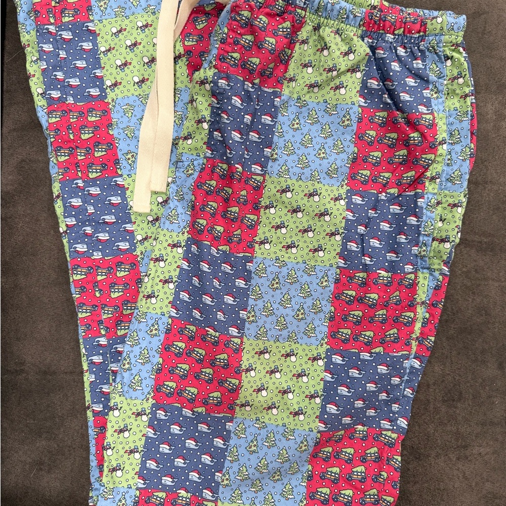 Vineyard Vines Mens Patchwork Pajama Pants - Red, Blue, Green Christmas Print